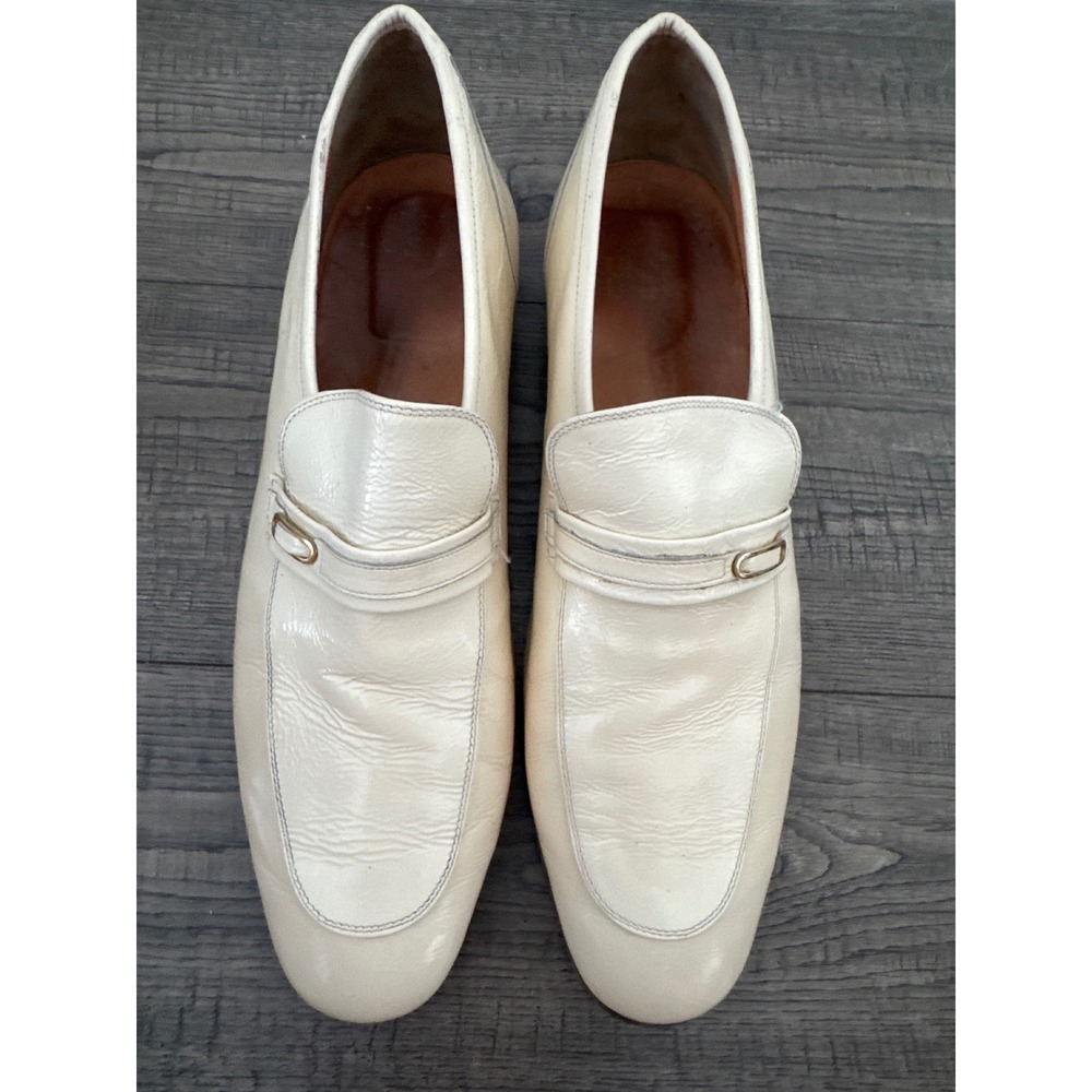 Nunn Lush Mens Cream Leather Bit Loafers Made in Italy Size 11 D 24058 Vintage